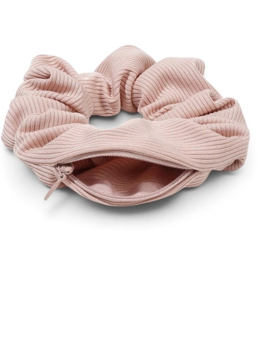 Ribbed Hair Scrunchie Pouch with Hidden Zipper for money, keys, gym, etc. NEW!